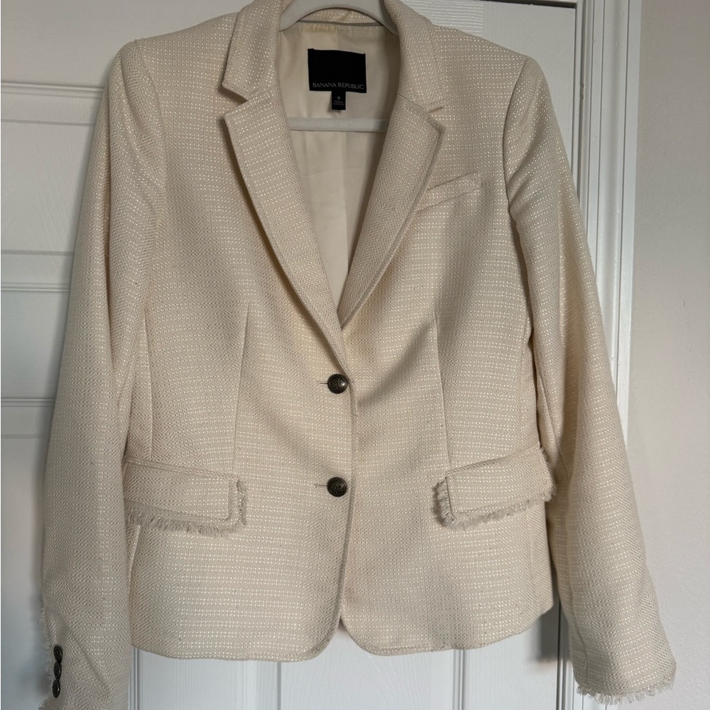 Banana Republic Off-White Textured Blazer